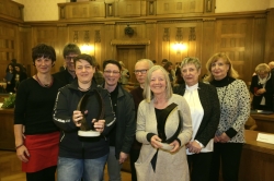 Friedenspreis 2018: Begegnungszentrum Aufatmen, Different People e. V., Sonderpreisträgerin Liane Günther und Bürgerinitiative Chemnitzer City e. V. (von links nach rechts) / Foto: Toni Söll