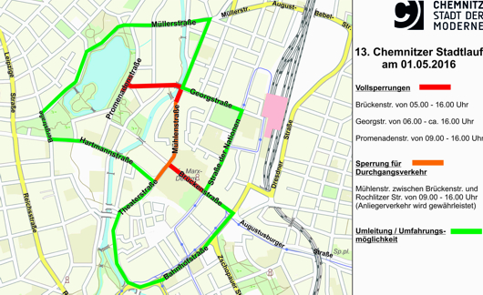 Verkehrseinschränkungen zum Chemnitzer Stadtlauf Verkehrseinschränkungen zum Chemnitzer Stadtlauf