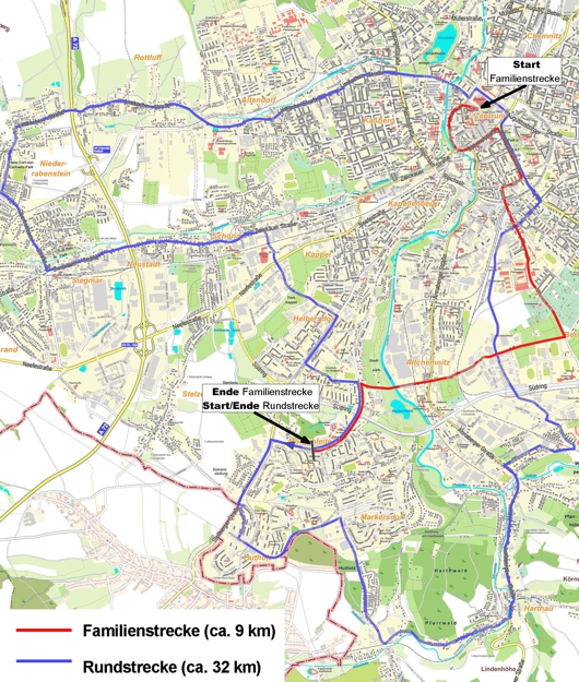 Streckenverlauf zum Chemnitzer Radtag 2017 Streckenverlauf zum Chemnitzer Radtag 2017