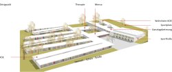 Modell der zukünftigen Körperbehindertenschule / hänel furkert architekten + Dähne Architekten + Freiraumplanung mit System + Ingenieurgesellschaft Hochbau + Ingenieurbüro Hoffmann  (Stand April 2012)