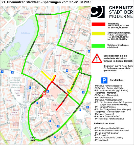Verkehrseinschränkungen zum Chemnitzer Stadtfest Verkehrseinschränkungen zum Chemnitzer Stadtfest