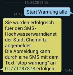 SMS-Warnung per SMS