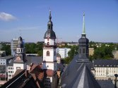 Hoher Turm des Alten Rathauses mit Besuchern