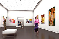 Die ehemalige Kassenhalle als zentraler Ausstellungs- und Veranstaltungsraum, Entwurf Volker Staab