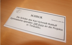 Schülerinnen und Schüler des Karl-Schmidt-Rottluff-Gymnasiums sammeln seit Jahren fleißig Spenden für Projekte in der Partnerstadt Timbuktu 