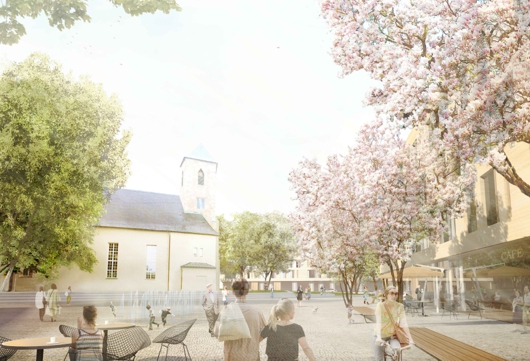 Entwürfe des Wettbewerbssiegers lohrer.hochrein landschaftsarchitekten visualisieren dessen Vorstellungen zur »Johannisvorstadt«. Abb.: lohrer.hochrein landschaftsarchitekten und stadtplaner gmbH