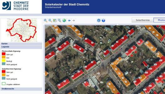 Solarkataster der Stadt Chemnitz steht ab sofort zur Verfügung Solarkataster der Stadt Chemnitz steht ab sofort zur Verfügung